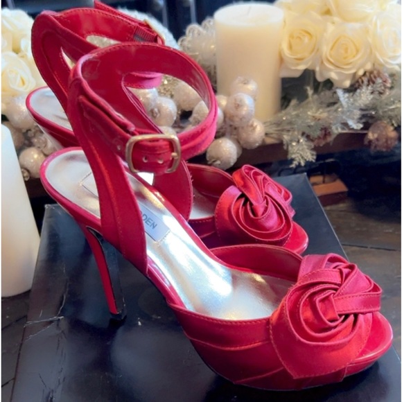 Steve Madden Shoes - Steve Madden |  Women’s Satin Red Heels Shoes Size 6 1/2